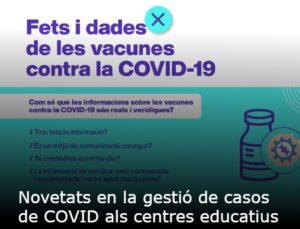 Read more about the article Novetats en la gestió de casos de COVID als centres educatius