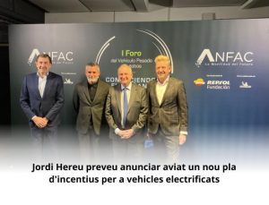 Read more about the article Jordi Hereu preveu anunciar aviat un nou pla d’incentius per a vehicles electrificats